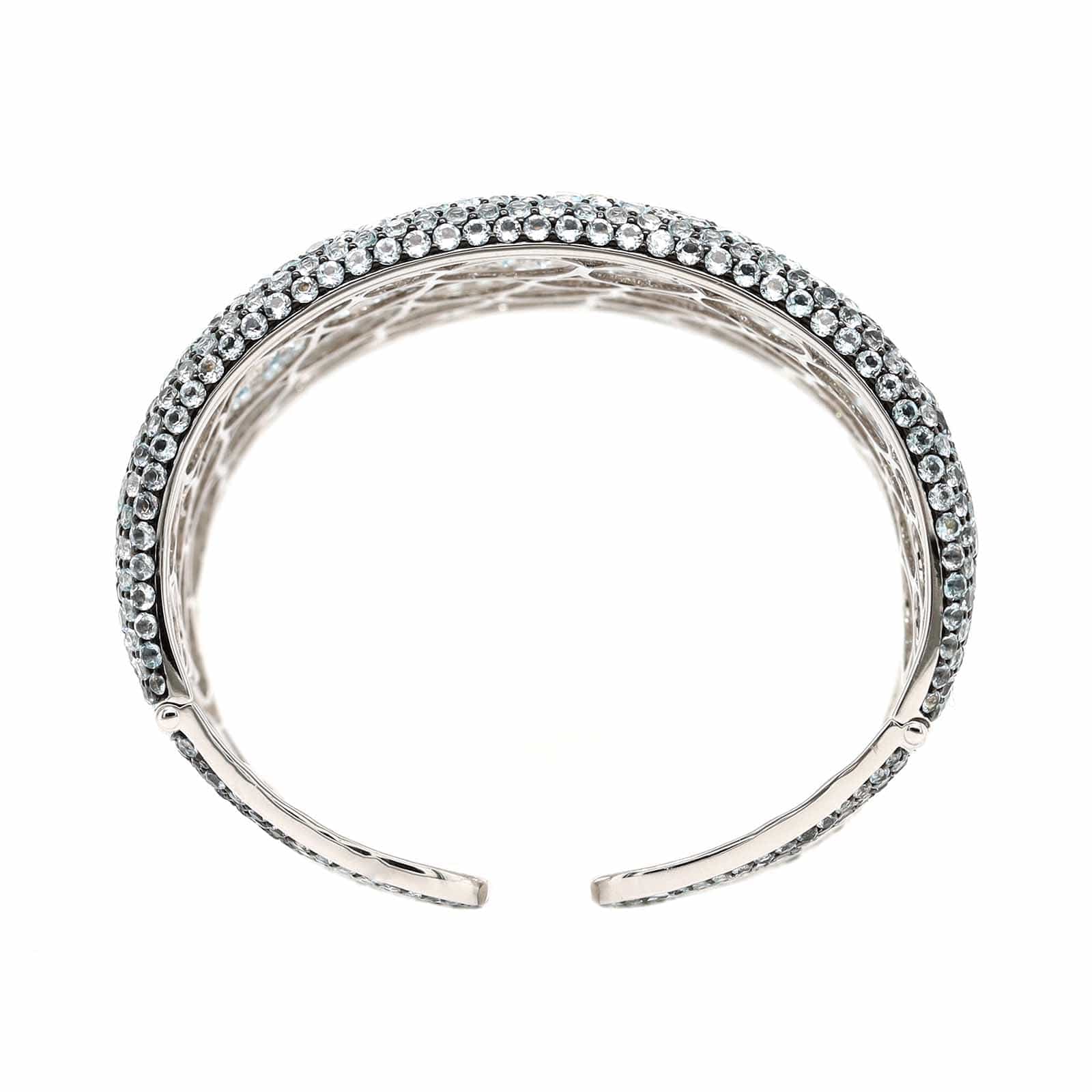 Etho Maria 18K White Gold Pave Set Blue Topaz Cuff Bracelet