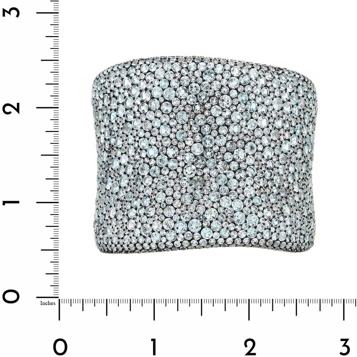 Etho Maria 18K White Gold Pave Set Blue Topaz Cuff Bracelet