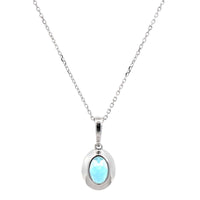 14K White Gold Blue Topaz Pendant Necklace