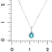 14K White Gold Blue Topaz Pendant Necklace