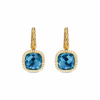 Albion® Drop Earrings 18K Yellow Gold with Hampton Blue Topaz and Diamonds, 10mm