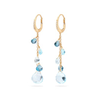 Marco Bicego 18K Yellow Gold Paradise Mixed Blue Topaz and Diamond Drop Earrings