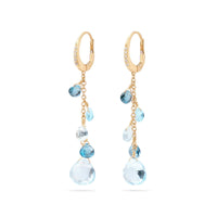 Marco Bicego 18K Yellow Gold Paradise Mixed Blue Topaz and Diamond Drop Earrings