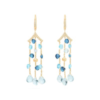 Marco Bicego 18K Yellow Gold Paradise Mixed Blue Topaz and Diamond Drop Earrings