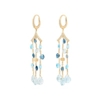 Marco Bicego 18K Yellow Gold Paradise Mixed Blue Topaz and Diamond Drop Earrings