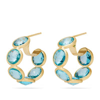 Marco Bicego Jaipur 18K Yellow Gold Blue Topaz Hoop Earrings
