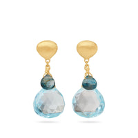 Marco Bicego Paradise 18K Yellow Gold Blue Topaz Double Drop Earrings