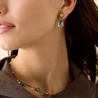 Marco Bicego Paradise 18K Yellow Gold Blue Topaz Double Drop Earrings