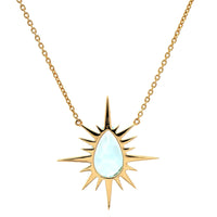 18K Yellow Gold Blue Topaz Diamond Pendant Necklace