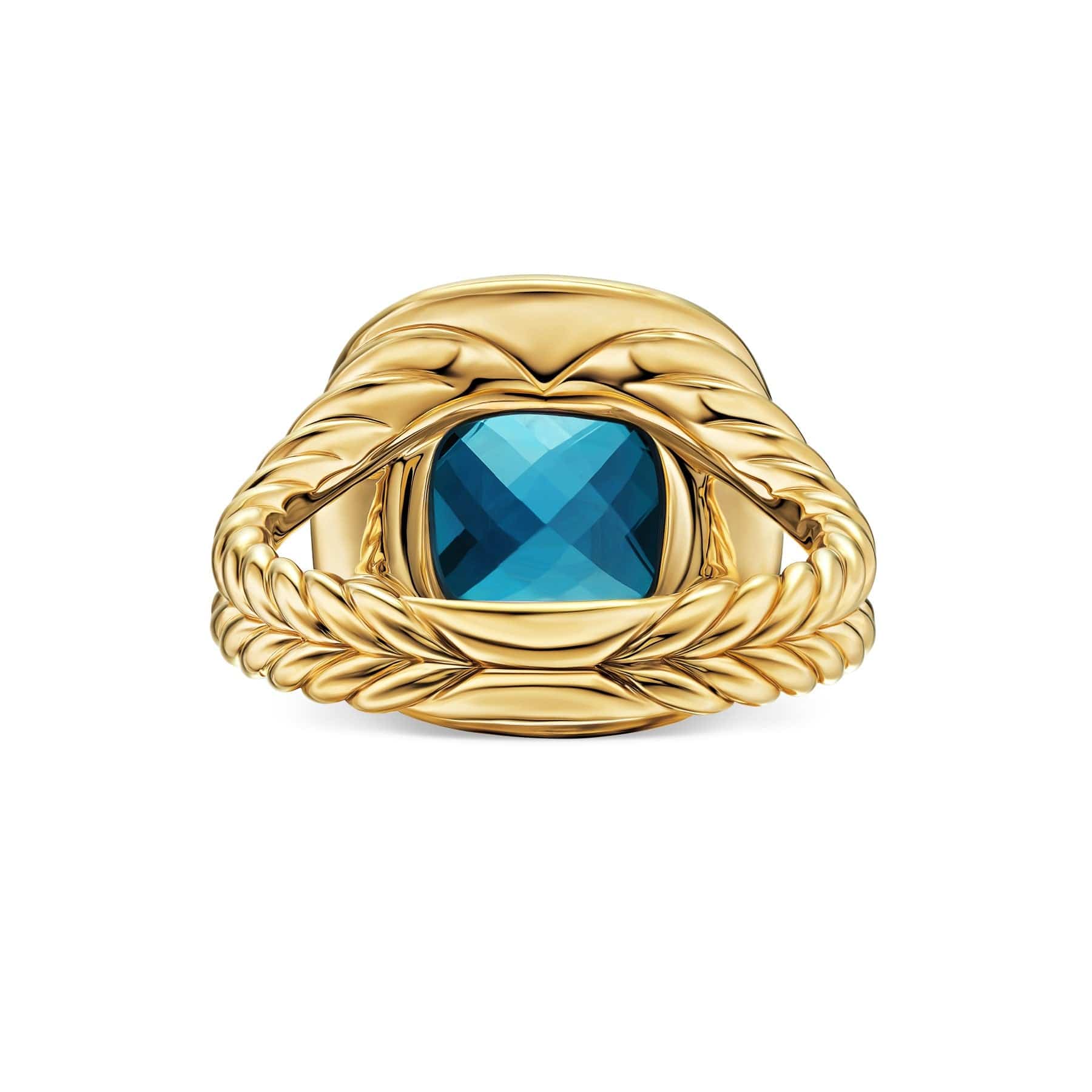 Albion® Ring 18K Yellow Gold with Hampton Blue Topaz and Diamonds, 11mm