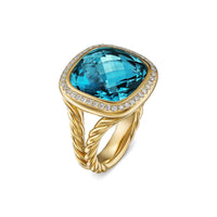 Albion® Ring 18K Yellow Gold with Hampton Blue Topaz and Diamonds, 15mm