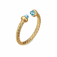 Micro Cablespira® Flex Open Ring 18K Yellow Gold with Blue Topaz, 2.5mm