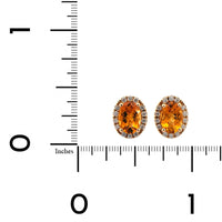 14K Yellow Gold Citrine and Diamond Halo Stud Earrings