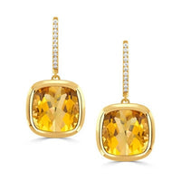 18K Yellow Gold Citrine & Diamond Earrings
