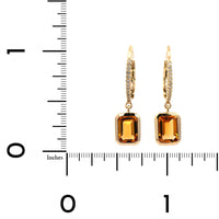14K Yellow Gold Emerald Cut Citrine Earrings