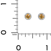 14K White Gold Citrine and Diamond Halo Stud Earrings