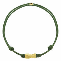 Luis Morais 14K Yellow Gold Drill Bit and Pine Cord Bracelet