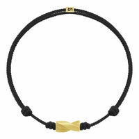 Luis Morais 14K Yellow Gold Drill Bit and Black Cord Bracelet