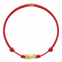 Luis Morais 14K Yellow Gold Drill Bit and Red Cord Bracelet