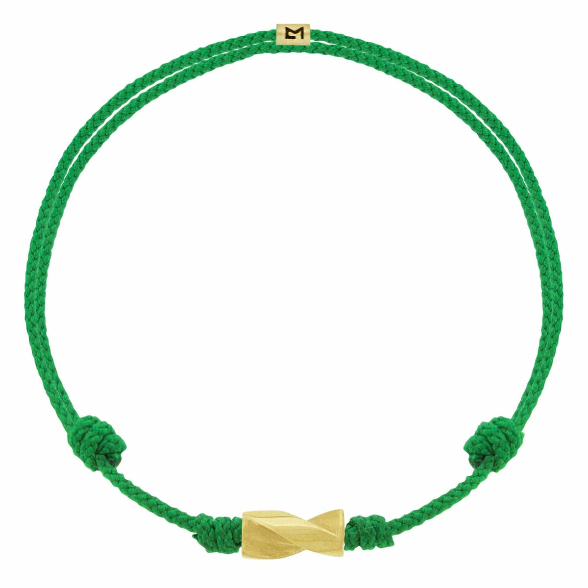 Luis Morais 14K Yellow Gold Drill Bit and Green Cord Bracelet