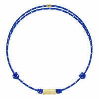 Luis Morais 14K Yellow Gold Bamboo Tube and Blue Gray Mixed Cord Bracelet
