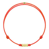 Luis Morais 14K Yellow Gold Bamboo Tube and Pink Orange Mixed Cord Bracelet