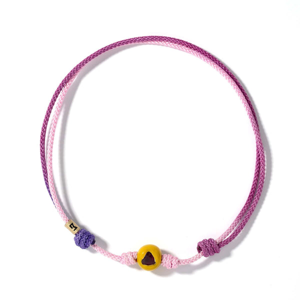 Luis Morais 14K Yellow Gold Large Ball and Purple Ombre Cord Bracelet