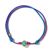 Luis Morais 14K Yellow Gold Oval Turquoise Bead and Rainbow Cord Bracelet