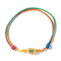 Luis Morais 14K Yellow Gold Hexagon Bolt and Rainbow Cord Bracelet