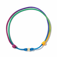Luis Morais 14K Yellow Gold Tetra, Diamond, and Rainbow Cord Bracelet