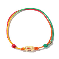 Luis Morais 14K Yellow Gold Hexagon Bolt and Rainbow Cord Bracelet