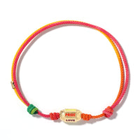 Luis Morais 14K Yellow Gold Hexagon Bolt and Rainbow Cord Bracelet