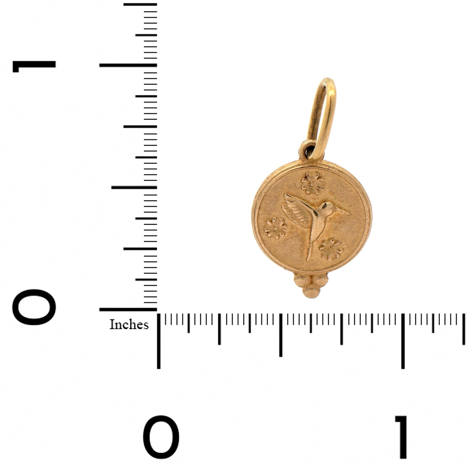 14K Yellow Gold Small Round Hummingbird Charm