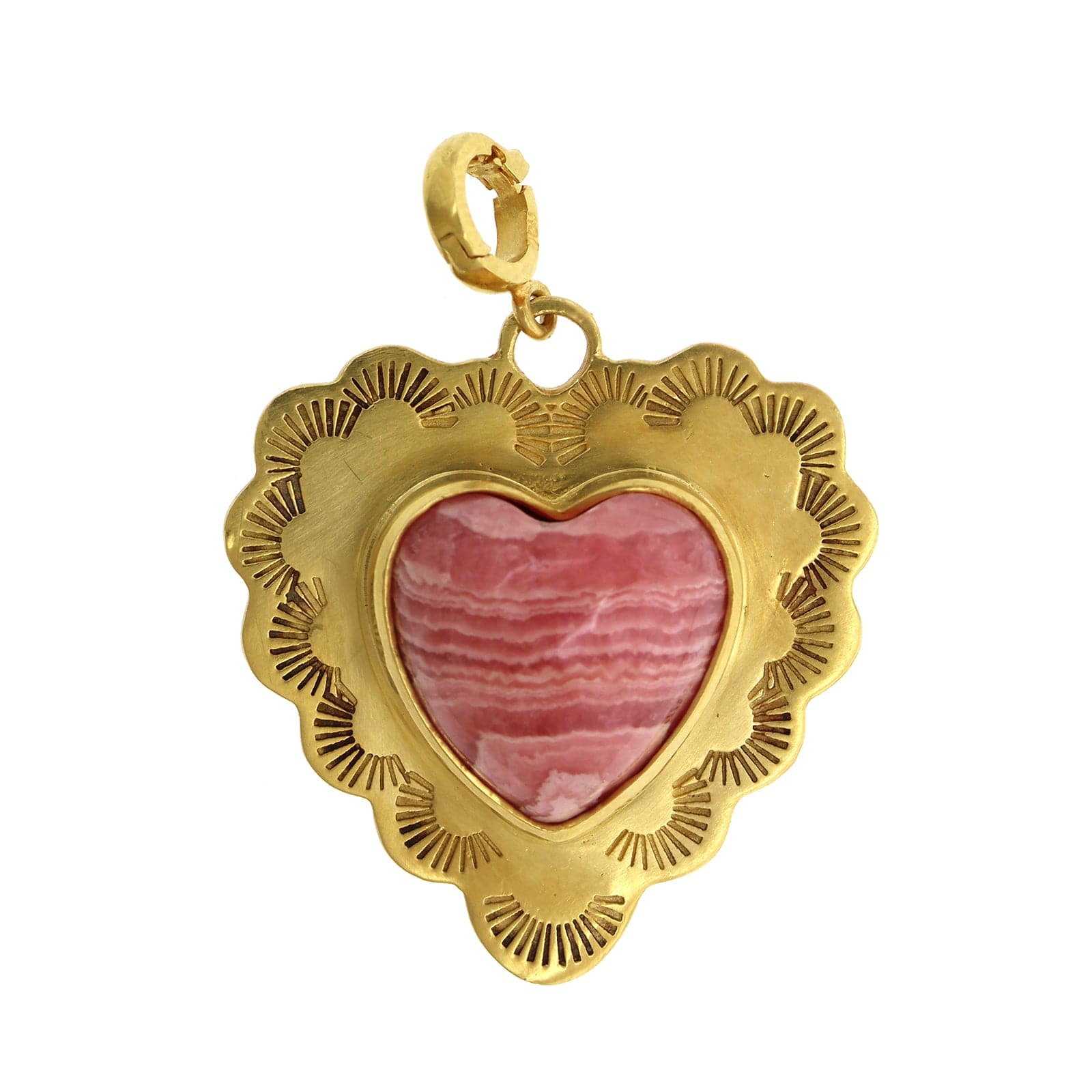 Christina Alexiou 18K Yellow Gold Rhodochrosite Heart Pendant