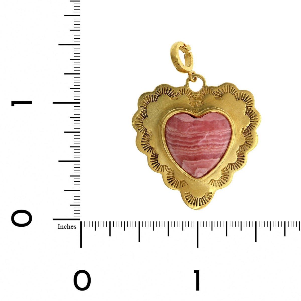 Christina Alexiou 18K Yellow Gold Rhodochrosite Heart Pendant