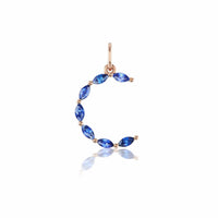 14K Rose Gold Letter "C" Sapphire Charm