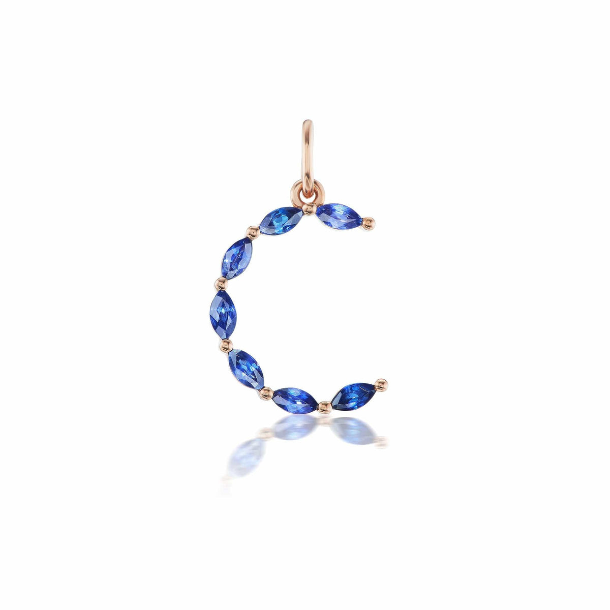 14K Rose Gold Letter "C" Sapphire Charm
