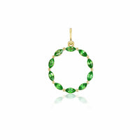 14K Yellow Gold Letter "O" Tsavorite Charm