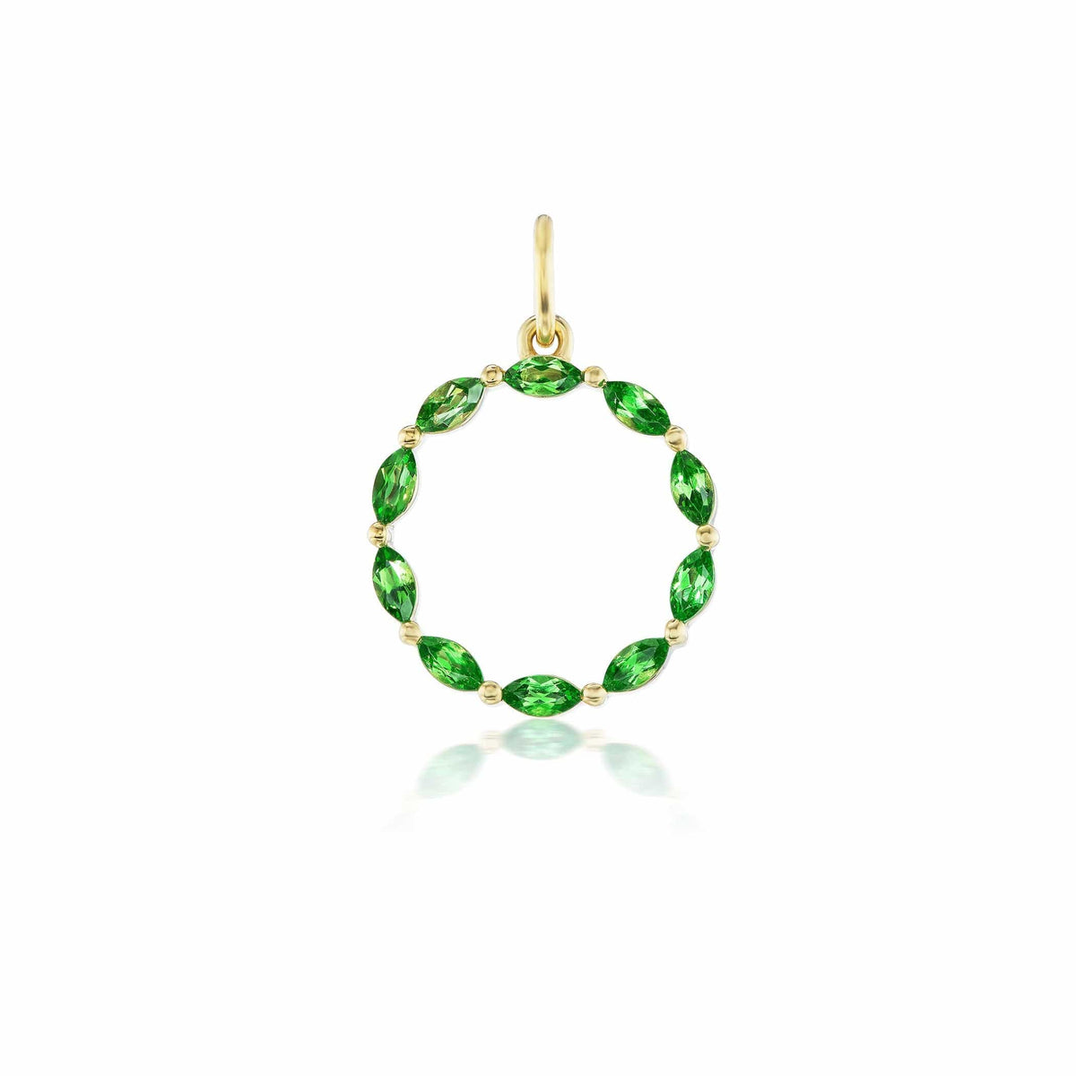 14K Yellow Gold Letter "O" Tsavorite Charm