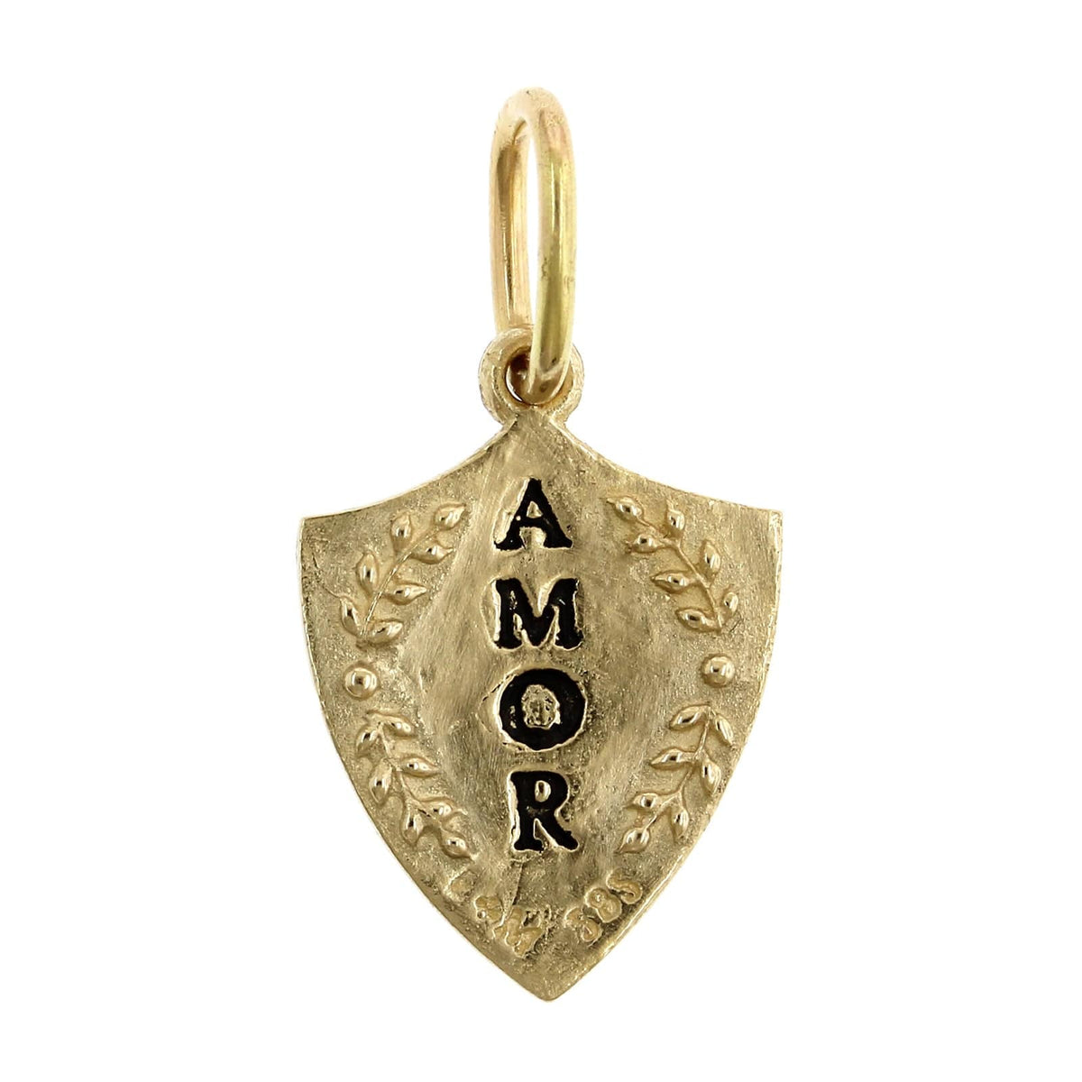 14K Yellow Gold Small Floral Queen Bee Shield Charm