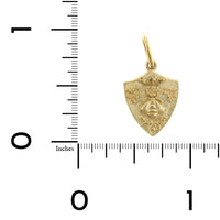 14K Yellow Gold Small Floral Queen Bee Shield Charm