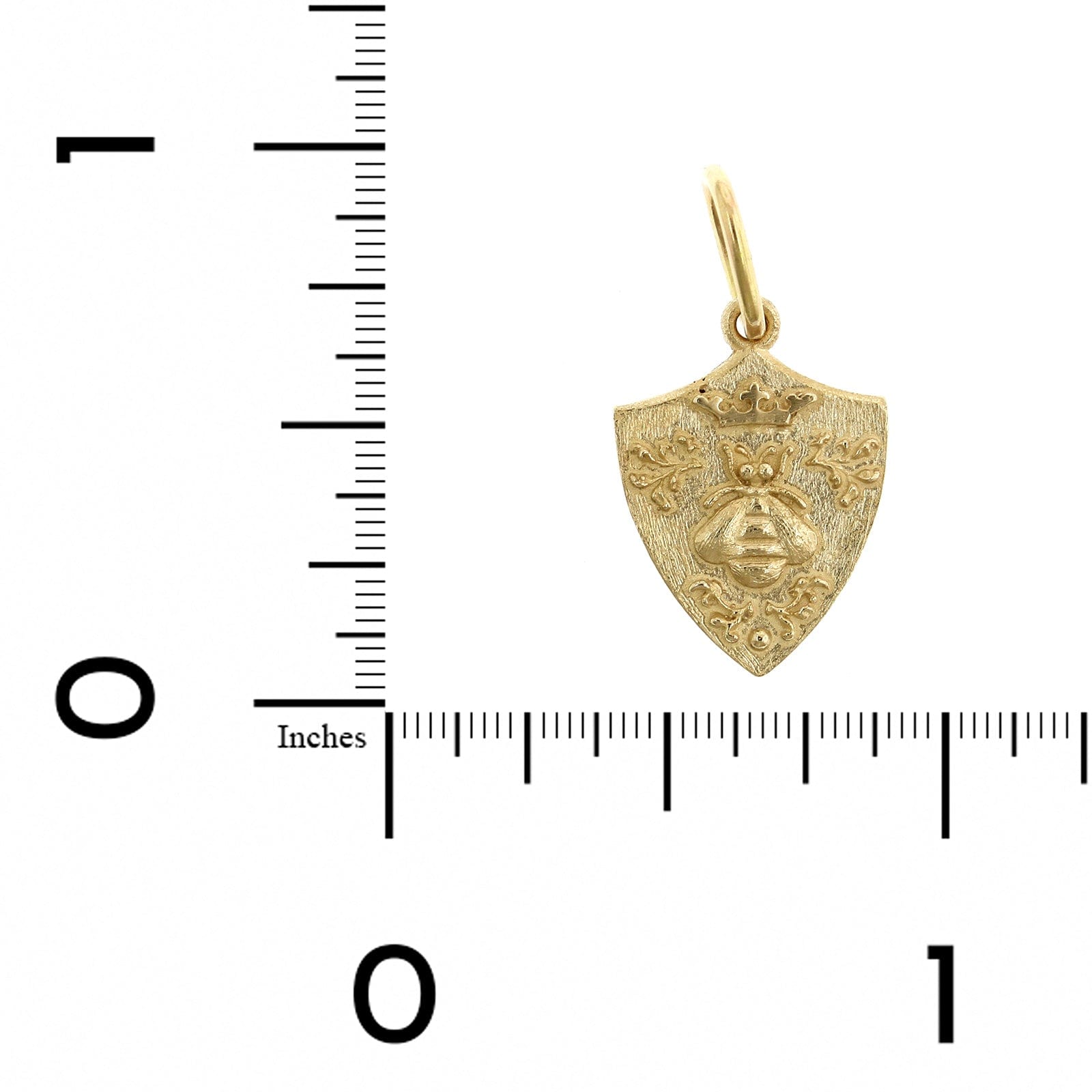 14K Yellow Gold Small Floral Queen Bee Shield Charm