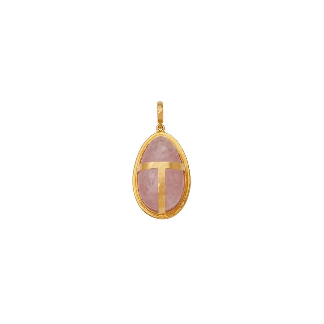 Christina Alexiou 14K Yellow Gold Rose Quartz Scarab Charm