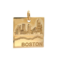 14K Yellow Gold One of a Kind Boston City Skyline and Marathon Route Charm