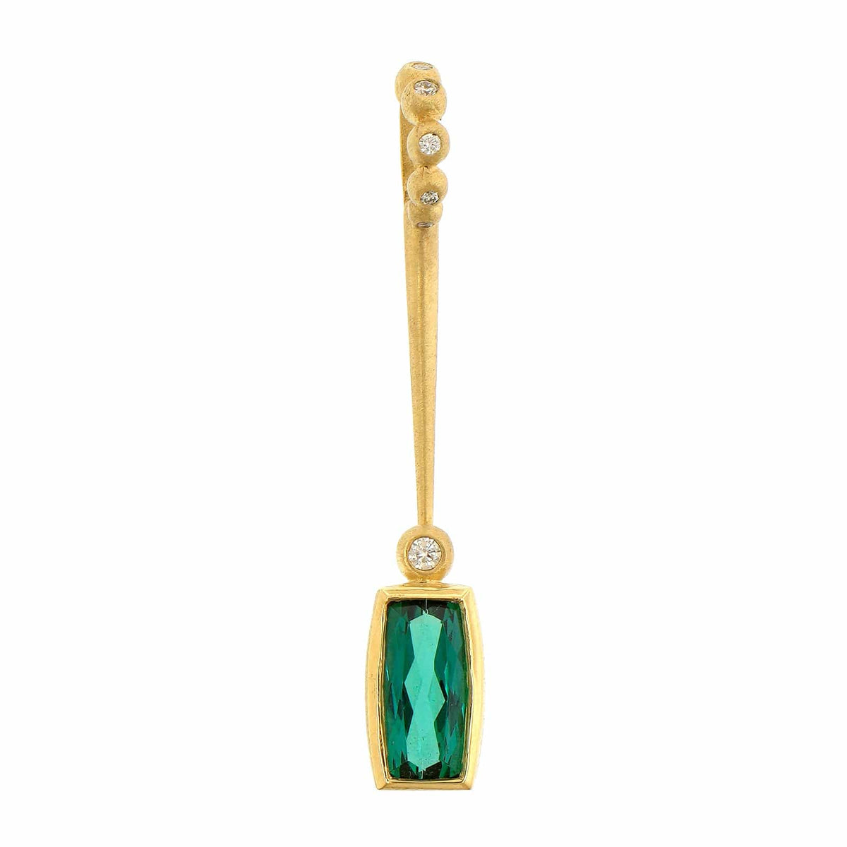 Suzy Landa 18K Yellow Gold Green Tourmaline and Diamond Lolli Pendant