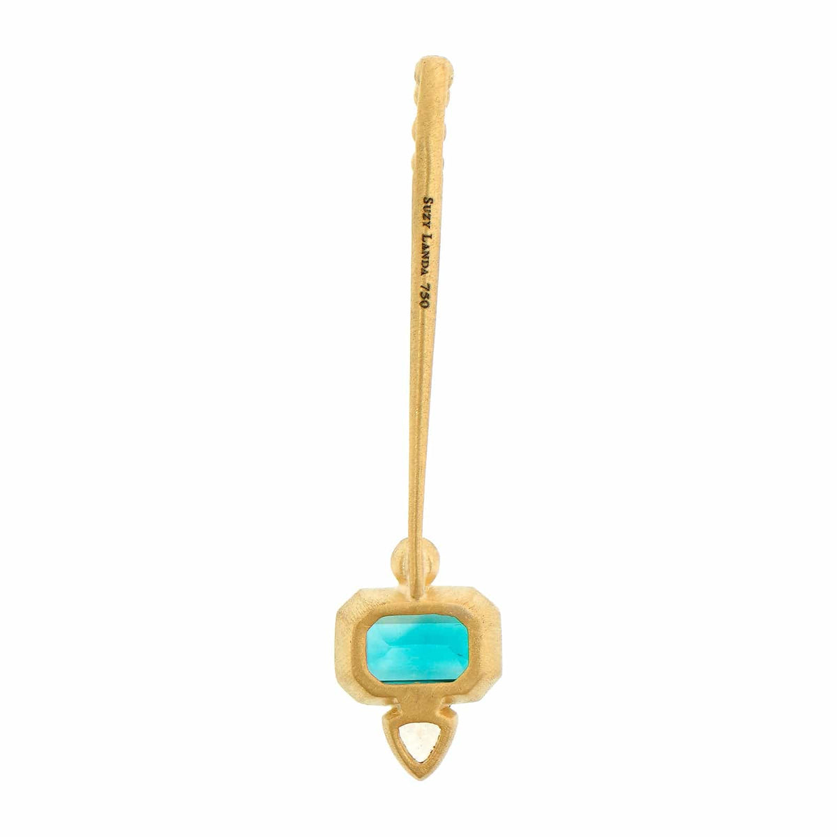 Suzy Landa 18K Yellow Gold Blue Zircon and Diamond Lolli Pendant