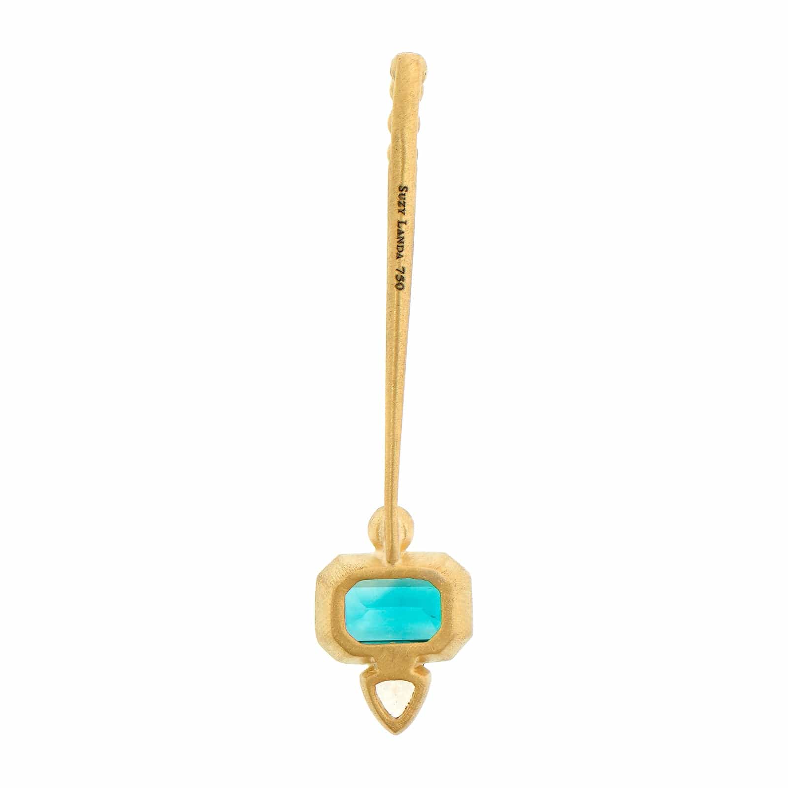 Suzy Landa 18K Yellow Gold Blue Zircon and Diamond Lolli Pendant