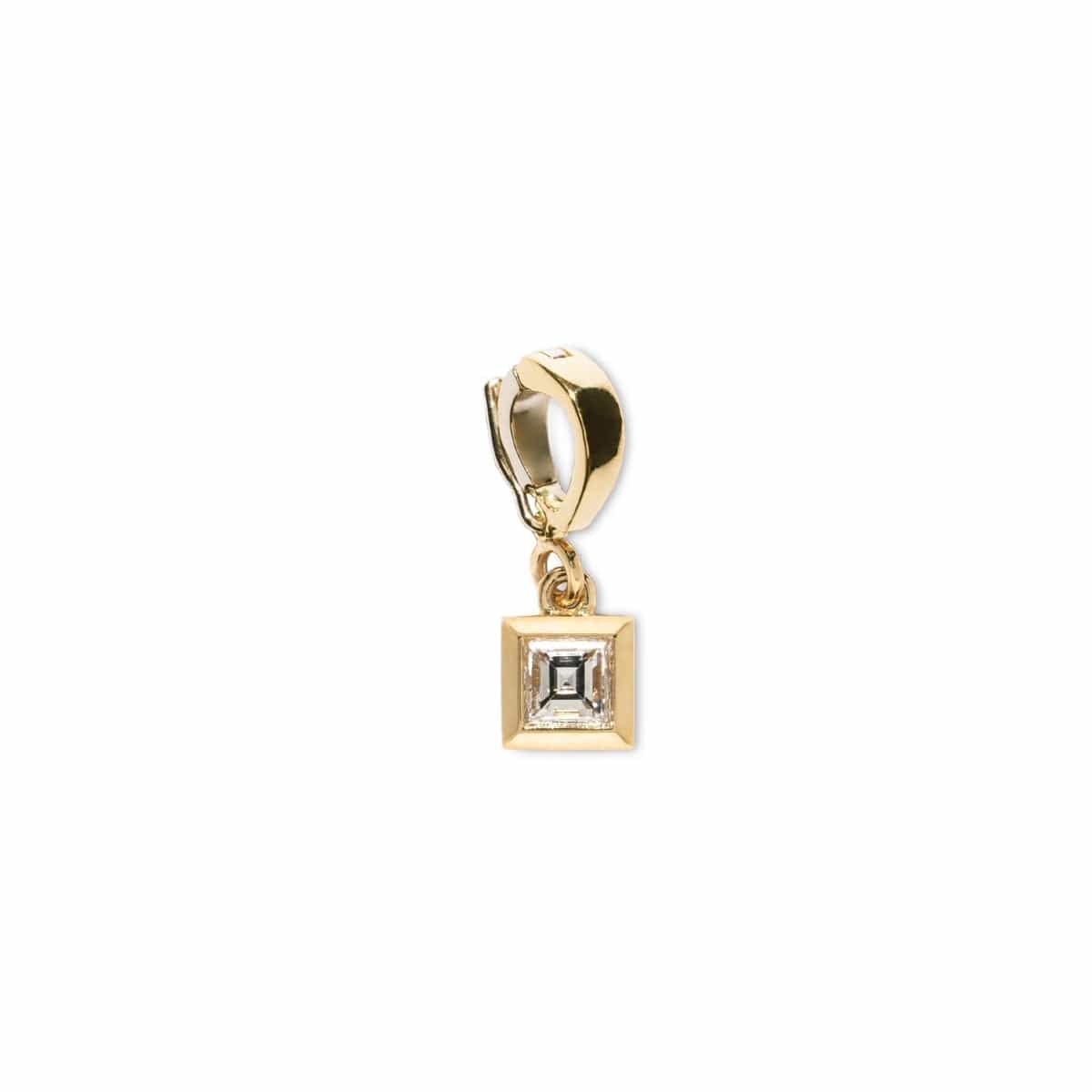 Azlee 18K Yellow Gold Carre Square Diamond Charm