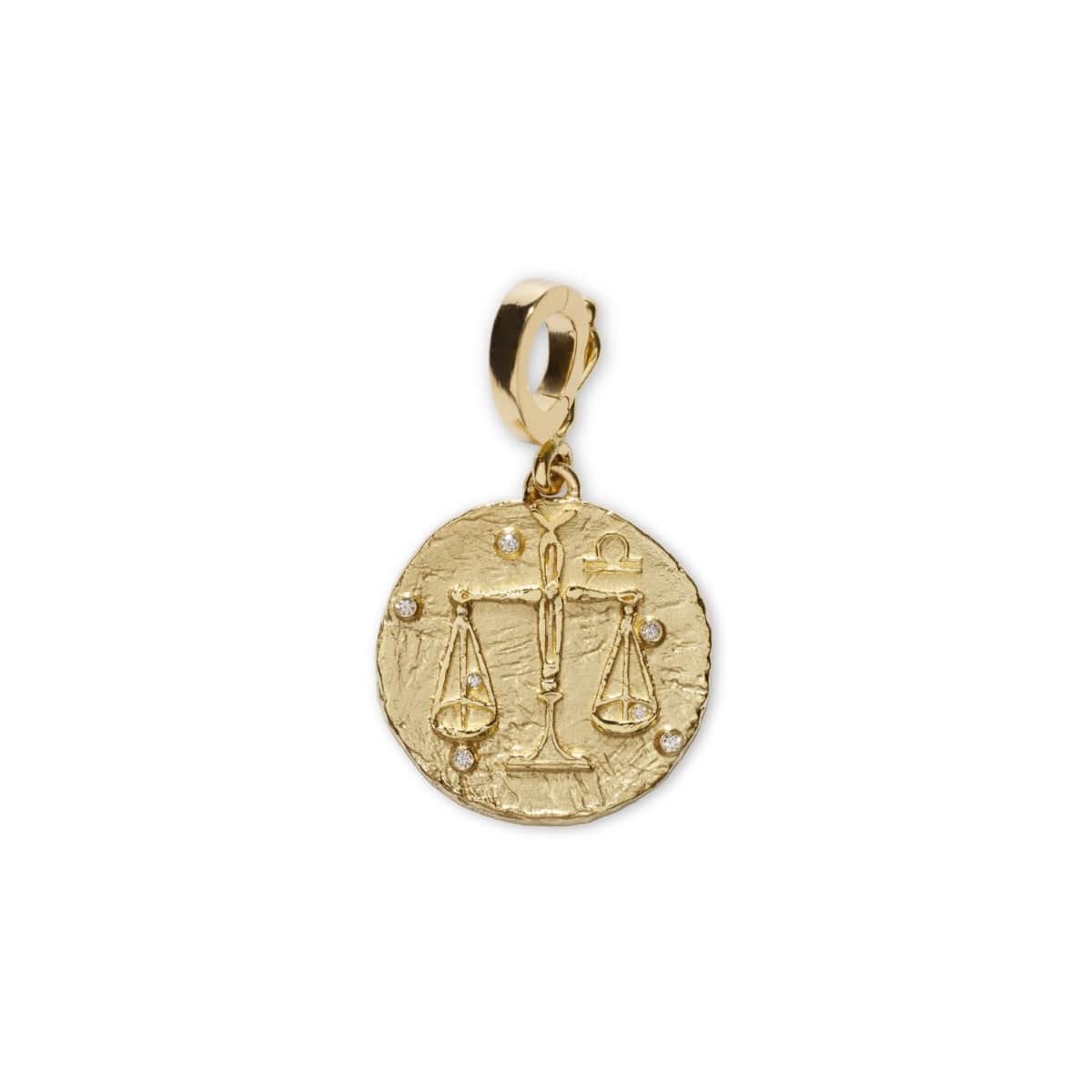 Azlee 18K Yellow Gold Small Libra Coin Diamond Charm