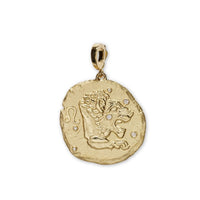 Azlee 18K Yellow Gold Large Leo Diamond Coin Charm